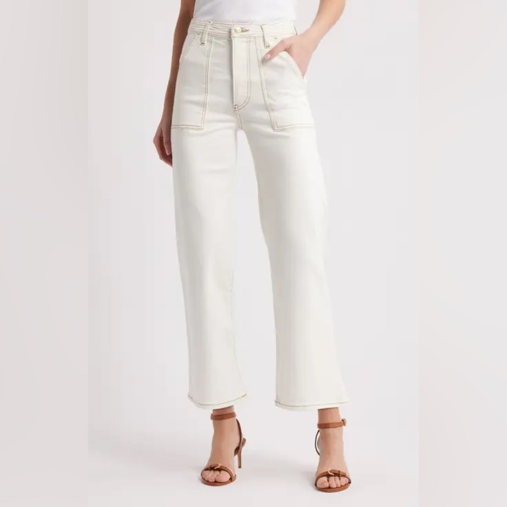Liverpool Cream Flare Wide Leg Jeans